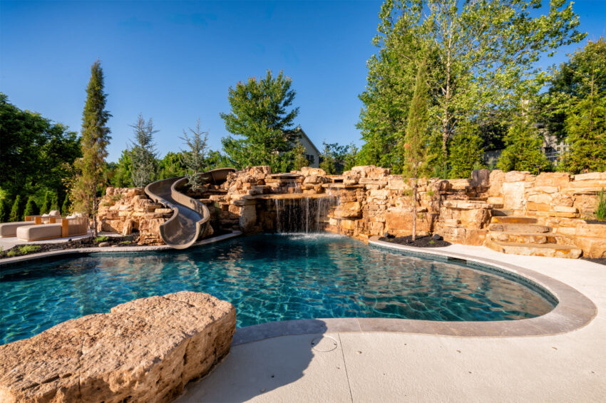 stone-grotto-slide-pool